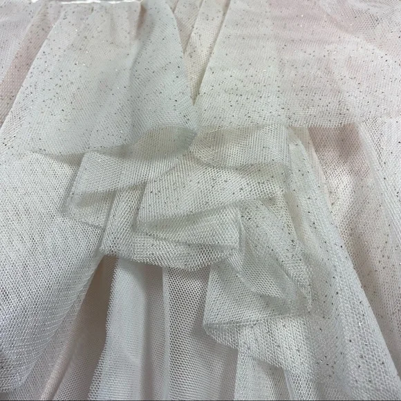 NWT ivory embroidery on satin with glittery tulle ruffle dress size 10